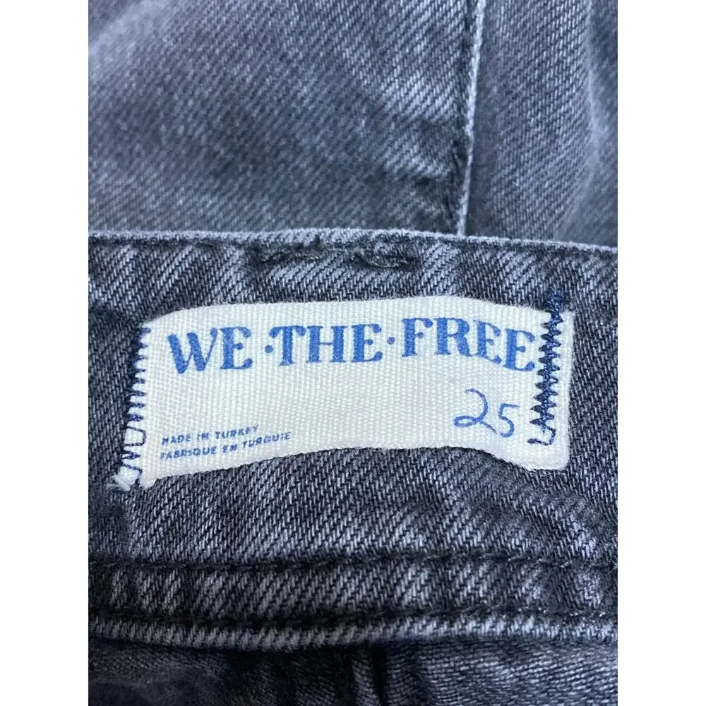 Free People Women's Black High Waist Baggy Flare Wide Leg Denim Jeans Pants 25